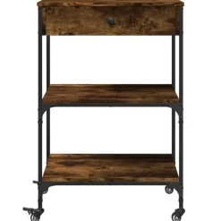 vidaXL - Keukentrolley - Bruin - Bewerkt hout