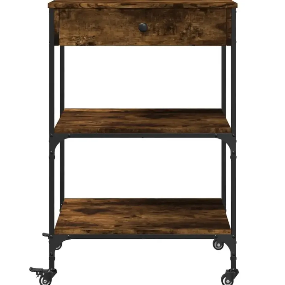 vidaXL - Keukentrolley - Bruin - Bewerkt hout