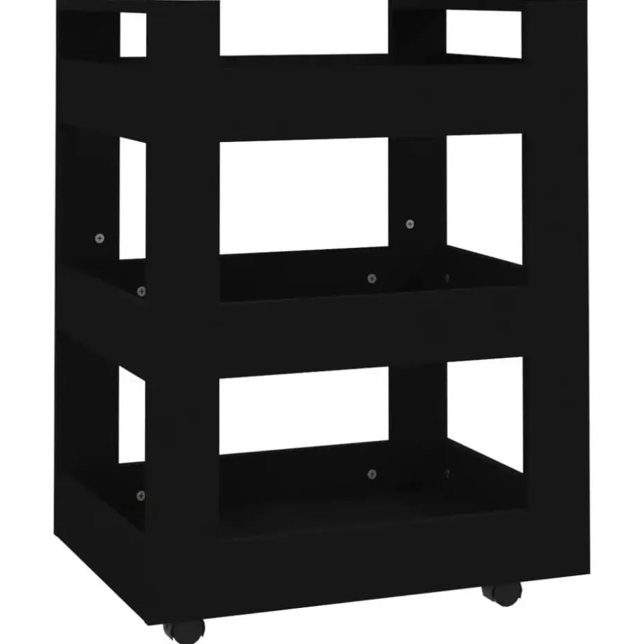 vidaXL - Keukentrolley - Zwart - Bewerkt hout