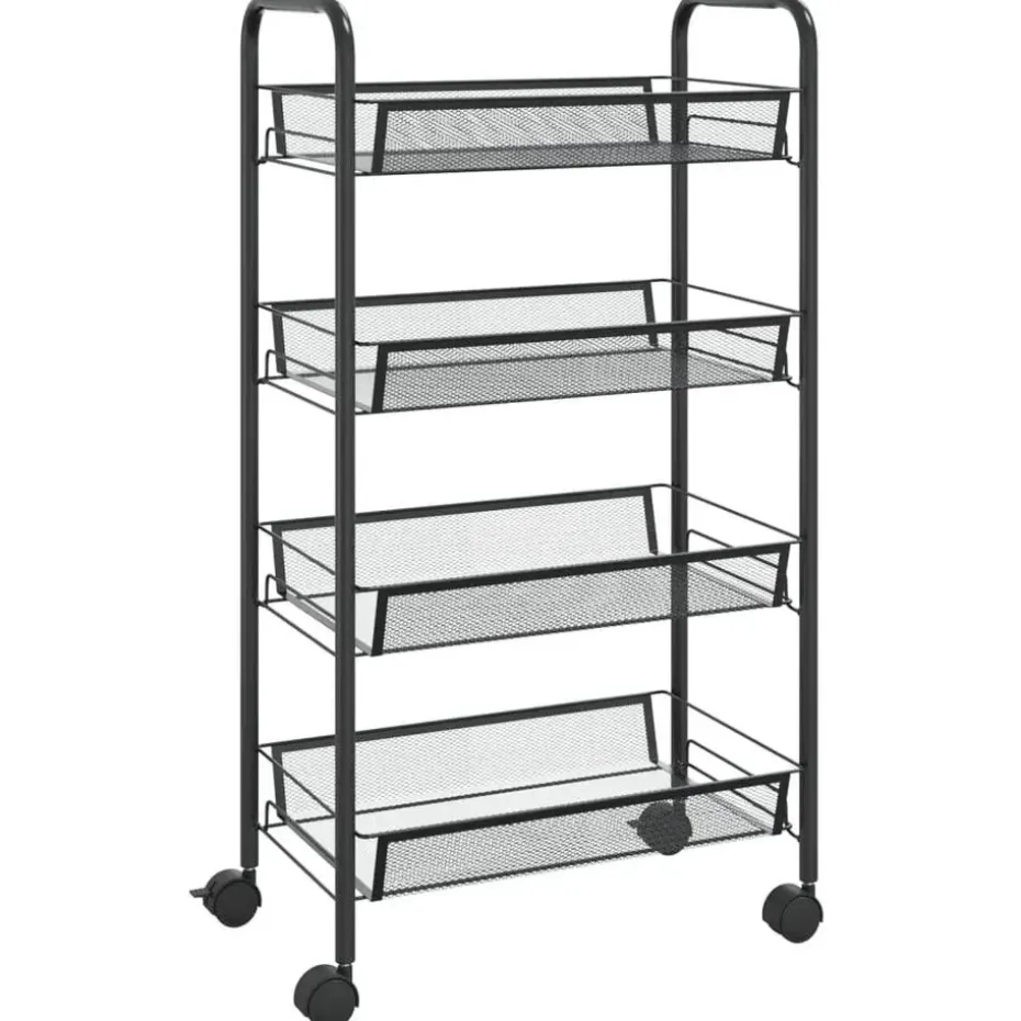 vidaXL - Keukentrolley - Zwart - IJzer - 46 x 26 x 85 cm
