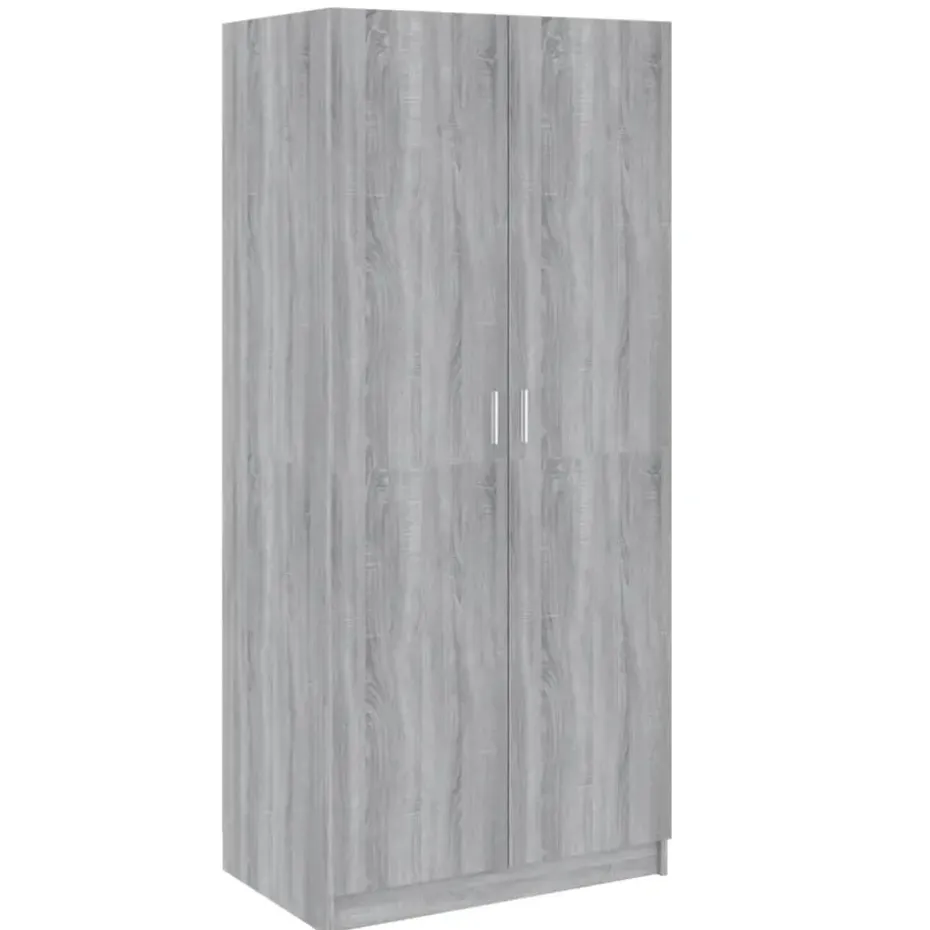 vidaXL - Kledingkast - Grijs - Bewerkt hout
