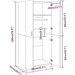 vidaXL - Kledingkast - Grijs - Bewerkt hout