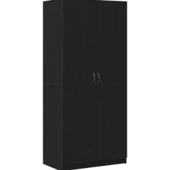 vidaXL - Kledingkast - Zwart - Bewerkt hout