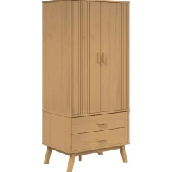 vidaXL - Kledingkast OLDEN met 2 lades - Grenenhout - Bruin - 76.5x53x172 cm