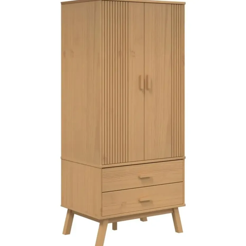 vidaXL - Kledingkast OLDEN met 2 lades - Grenenhout - Bruin - 76.5x53x172 cm