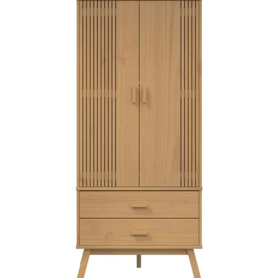vidaXL - Kledingkast OLDEN met 2 lades - Grenenhout - Bruin - 76.5x53x172 cm