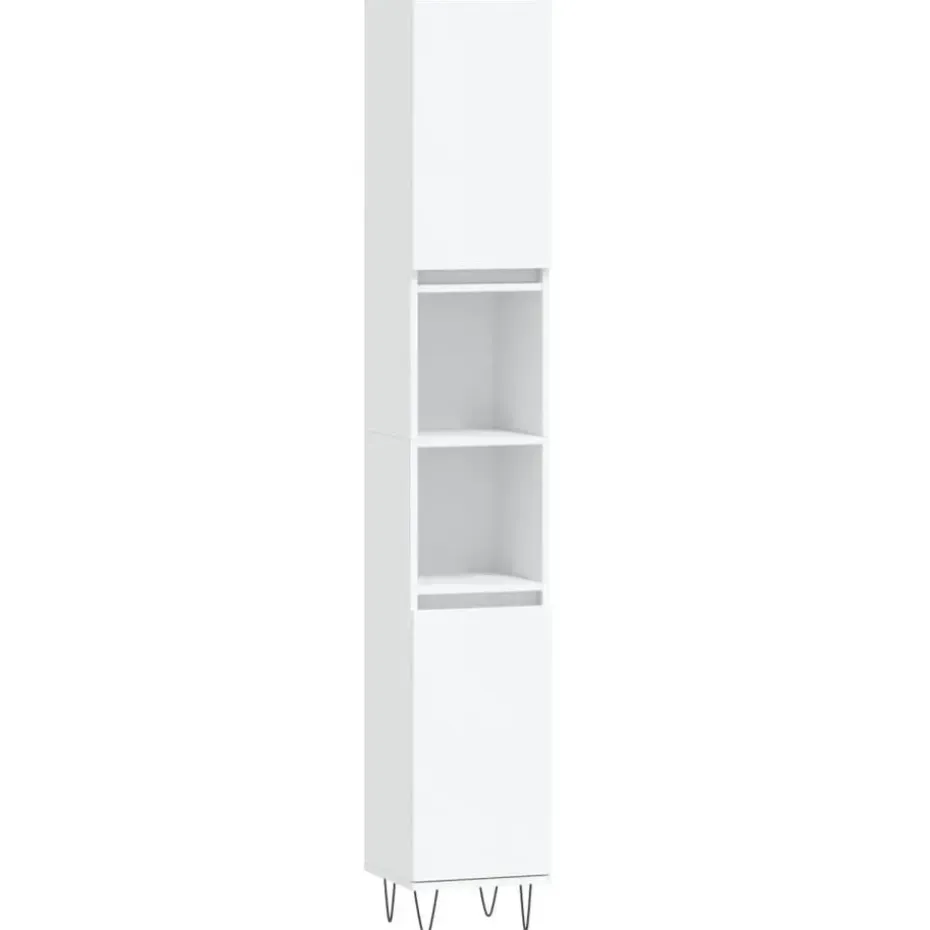 vidaXL - Kolomkast met 2 deuren - Wit - Bewerkt hout en ijzer - 30x30x190 cm