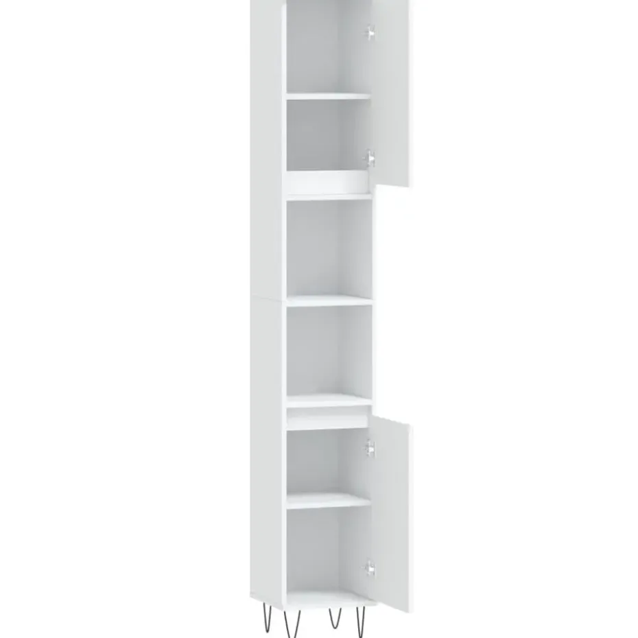vidaXL - Kolomkast met 2 deuren - Wit - Bewerkt hout en ijzer - 30x30x190 cm