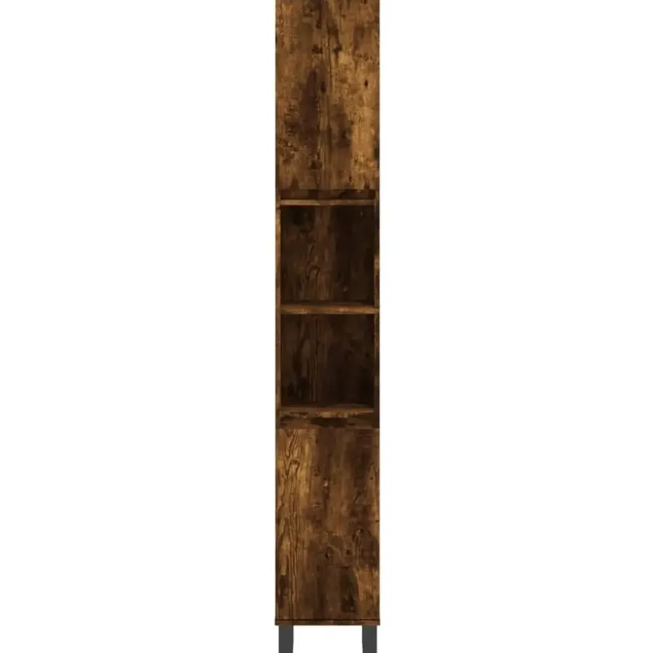 vidaXL - Kolomkast met 2 deuren - Gerookt eiken - Hout en ijzer - 30x30x190 cm