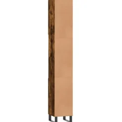 vidaXL - Kolomkast met 2 deuren - Gerookt eiken - Hout en ijzer - 30x30x190 cm