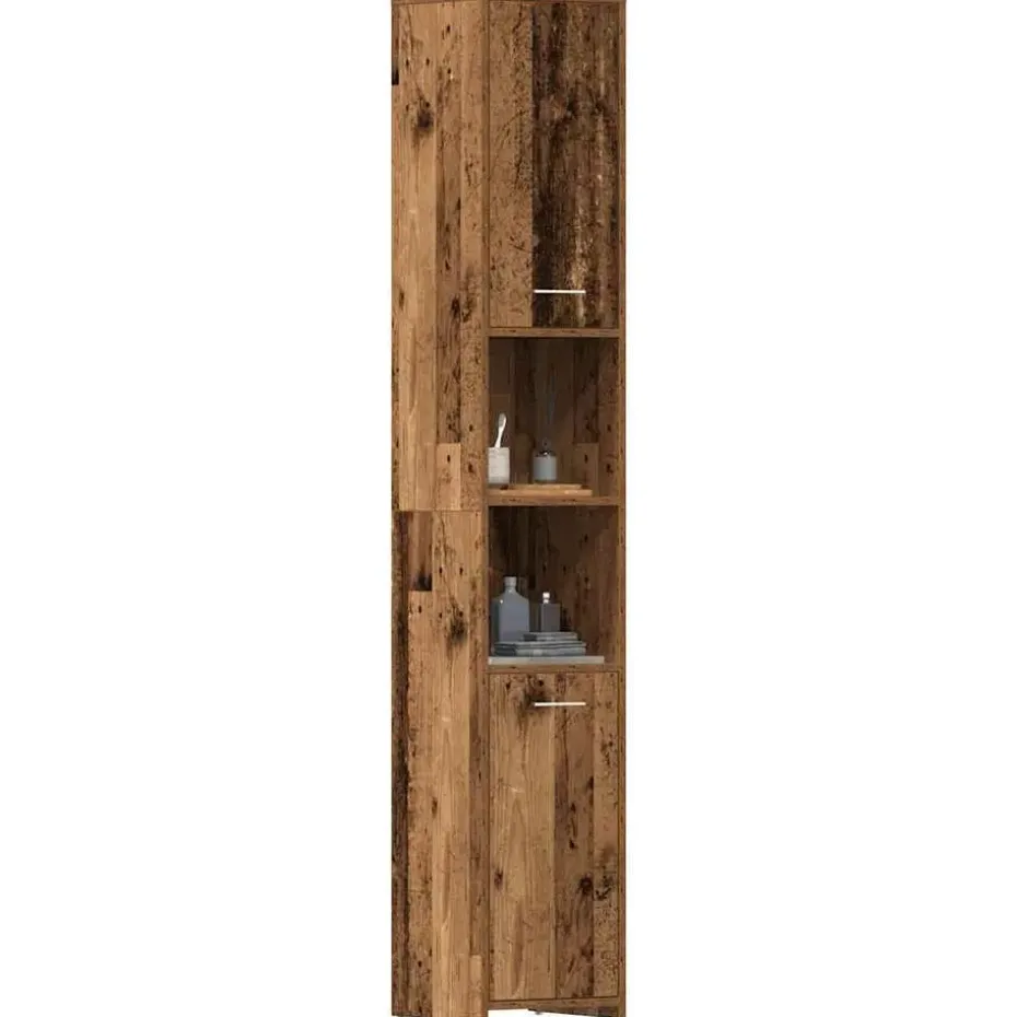 vidaXL - Kolomkast met 2 deuren 2 vakken - Zwart eiken - Hout - 30x30x183.5 cm