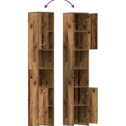 vidaXL - Kolomkast met 2 deuren 2 vakken - Zwart eiken - Hout - 30x30x183.5 cm