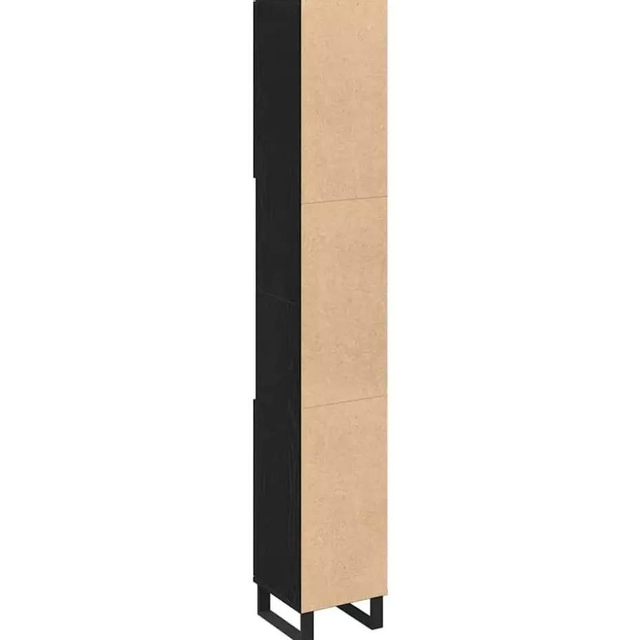 vidaXL - Kolomkast met 2 deuren 2 vakken - Zwart eiken - Hout - 30x30x190 cm