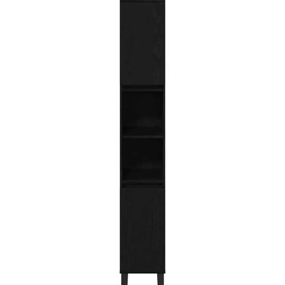 vidaXL - Kolomkast met 2 deuren 2 vakken - Zwart eiken - Hout - 30x30x190 cm