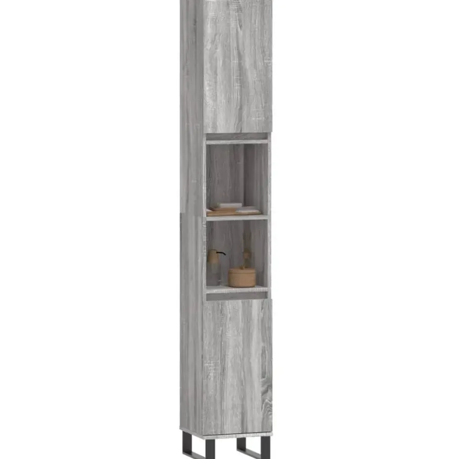 vidaXL - Kolomkast met 2 deuren - Grijs sonoma eiken - Hout - 30x30x190 cm
