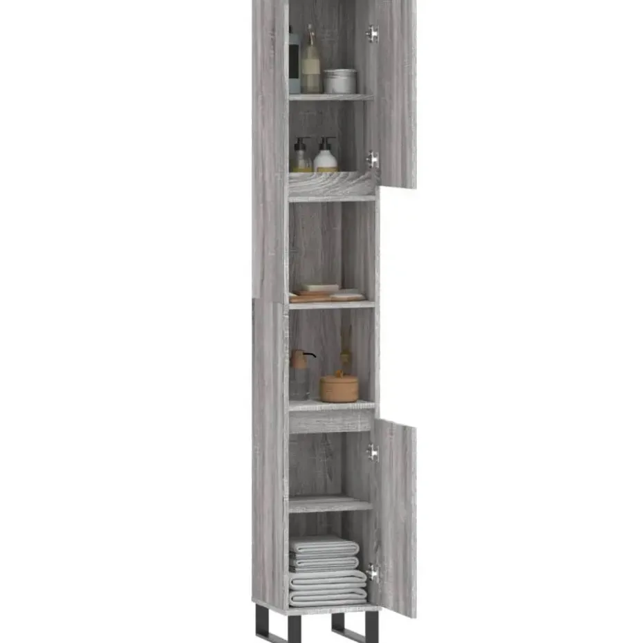 vidaXL - Kolomkast met 2 deuren - Grijs sonoma eiken - Hout - 30x30x190 cm