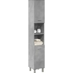 vidaXL - Kolomkast met 2 deuren 2 vakken - Betongrijs spaanplaat - 30x30x190 cm