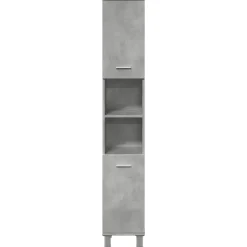 vidaXL - Kolomkast met 2 deuren 2 vakken - Betongrijs spaanplaat - 30x30x190 cm