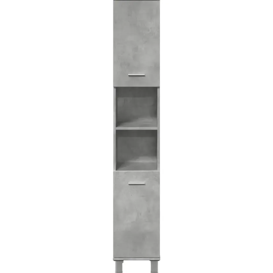 vidaXL - Kolomkast met 2 deuren 2 vakken - Betongrijs spaanplaat - 30x30x190 cm