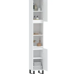 vidaXL - Kolomkast met 2 deuren 2 vakken - Wit - Hout en ijzer - 30x30x190 cm