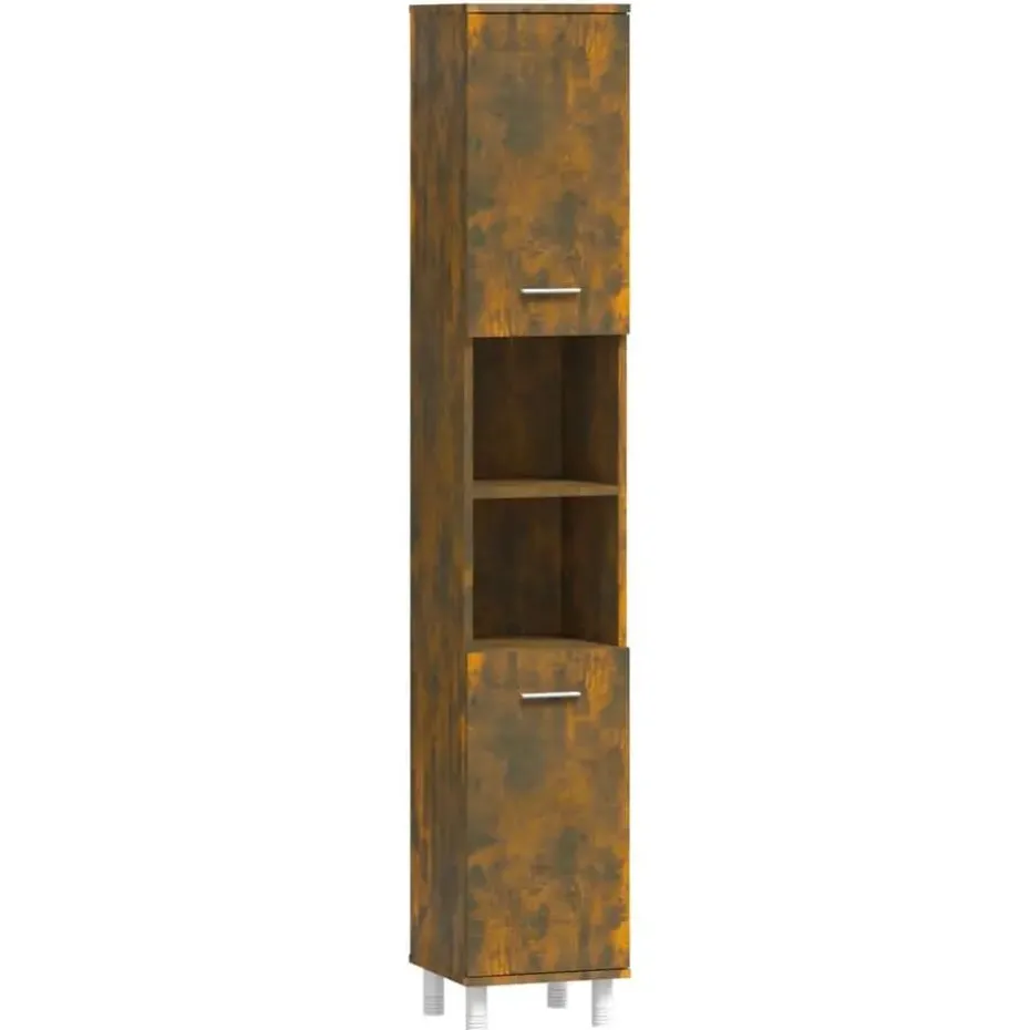 vidaXL - Kolomkast met 2 deuren - Gerookt eiken - Bewerkt hout - 30x30x179 cm