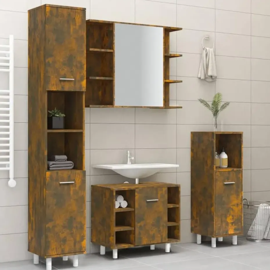 vidaXL - Kolomkast met 2 deuren - Gerookt eiken - Bewerkt hout - 30x30x179 cm