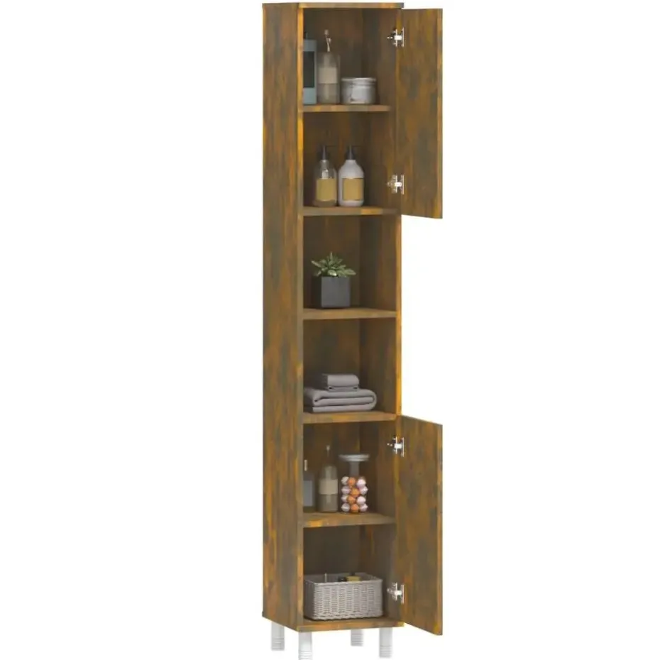 vidaXL - Kolomkast met 2 deuren - Gerookt eiken - Bewerkt hout - 30x30x179 cm