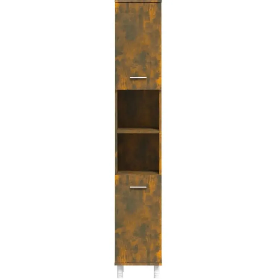 vidaXL - Kolomkast met 2 deuren - Gerookt eiken - Bewerkt hout - 30x30x179 cm