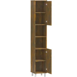 vidaXL - Kolomkast met 2 deuren - Gerookt eiken - Bewerkt hout - 30x30x179 cm