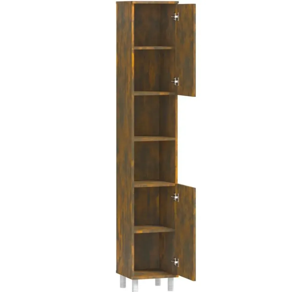 vidaXL - Kolomkast met 2 deuren - Gerookt eiken - Bewerkt hout - 30x30x179 cm