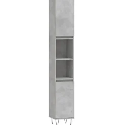 vidaXL - Kolomkast met 2 deuren - Betongrijs - Hout en ijzer - 30x30x190 cm