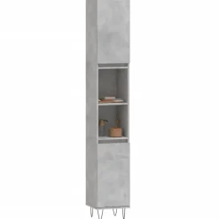vidaXL - Kolomkast met 2 deuren - Betongrijs - Hout en ijzer - 30x30x190 cm
