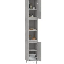 vidaXL - Kolomkast met 2 deuren - Betongrijs - Hout en ijzer - 30x30x190 cm