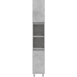 vidaXL - Kolomkast met 2 deuren - Betongrijs - Hout en ijzer - 30x30x190 cm