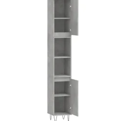 vidaXL - Kolomkast met 2 deuren - Betongrijs - Hout en ijzer - 30x30x190 cm