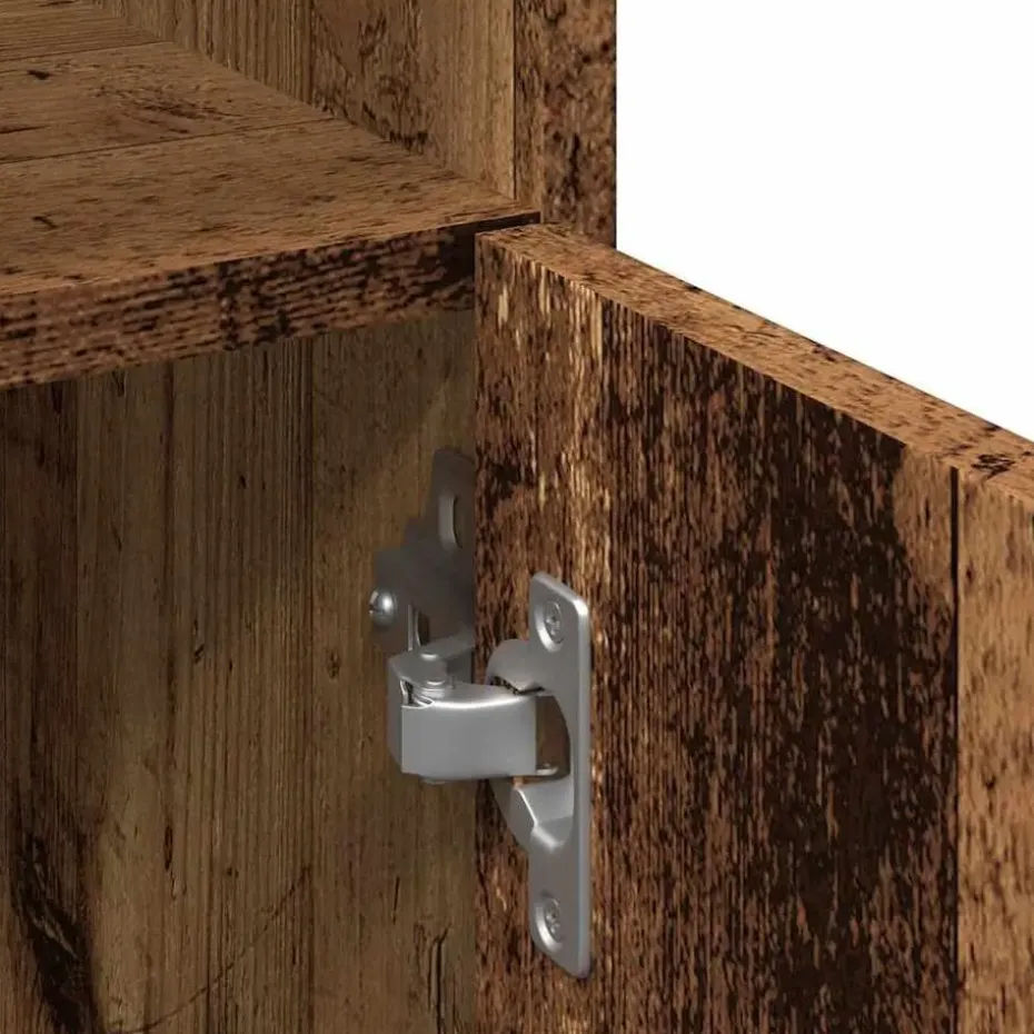 vidaXL - Kolomkast met 2 deuren 2 vakken oud hout - Bewerkt hout - 30x30x179 cm