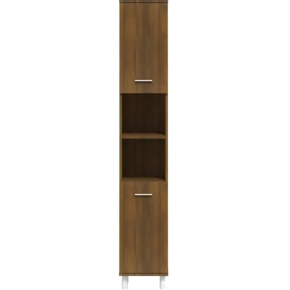 vidaXL - Kolomkast met 2 deuren - Bruin eiken - Bewerkt hout - 30x30x179 cm