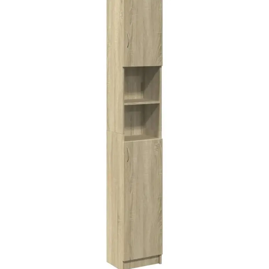 vidaXL - Kolomkast met 2 deuren 2 vakken - Sonoma eiken - Hout - 32x25.5x190 cm