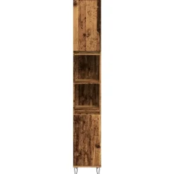 vidaXL - Kolomkast met 2 deuren 2 vakken oud hout - Ijzer en hout - 30x30x190 cm