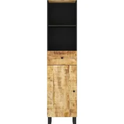 vidaXL - Kolomkast met 1 lade 1 deur 2 vakken - Lichtbruin - Hout - 38x33x160 cm