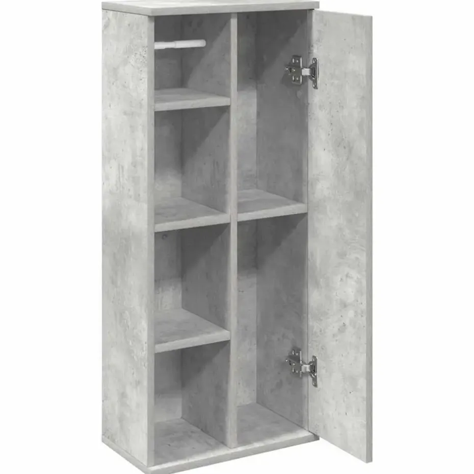 vidaXL - Kolomkast met rolhouder - Betongrijs - Bewerkt hout - 39x22x90 cm