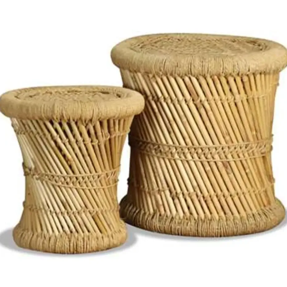 vidaXL - Kruk - Bruin - Bamboe - 2 stuks