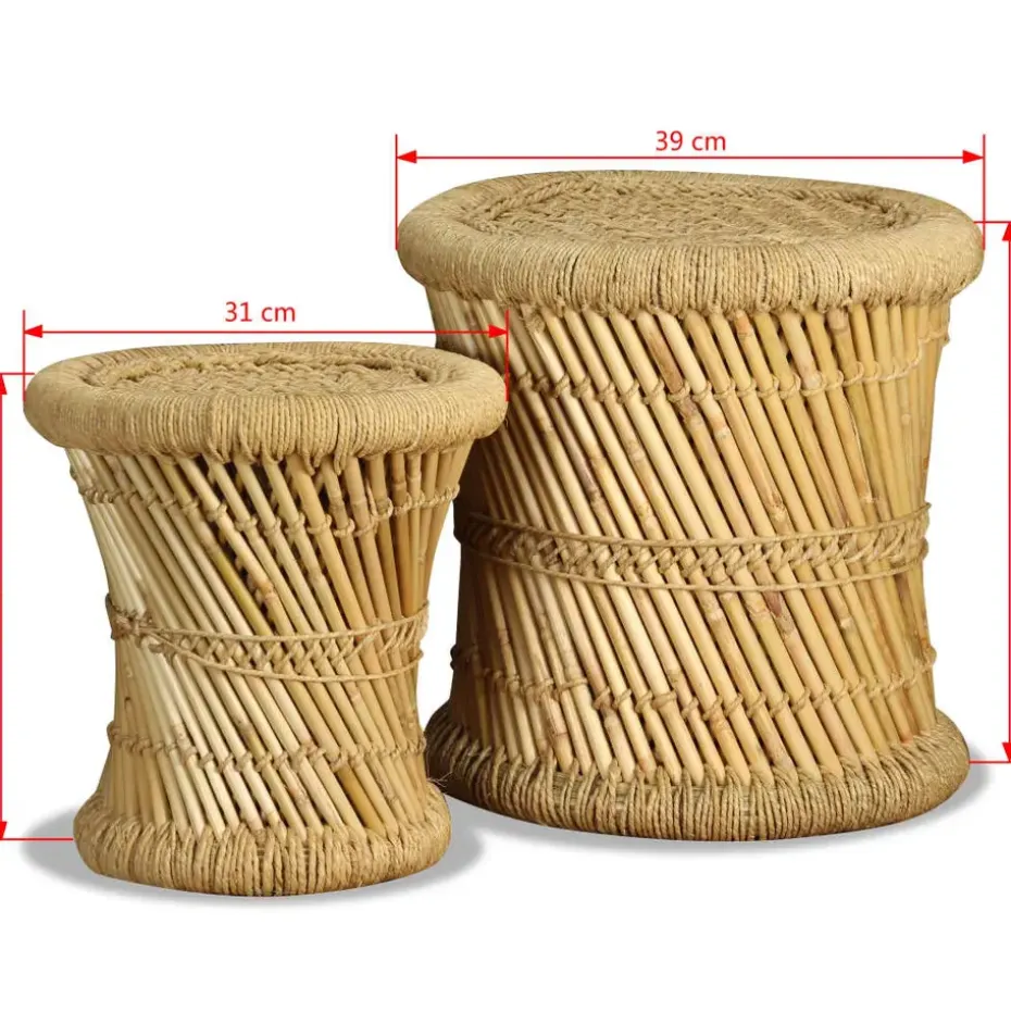 vidaXL - Kruk - Bruin - Bamboe - 2 stuks