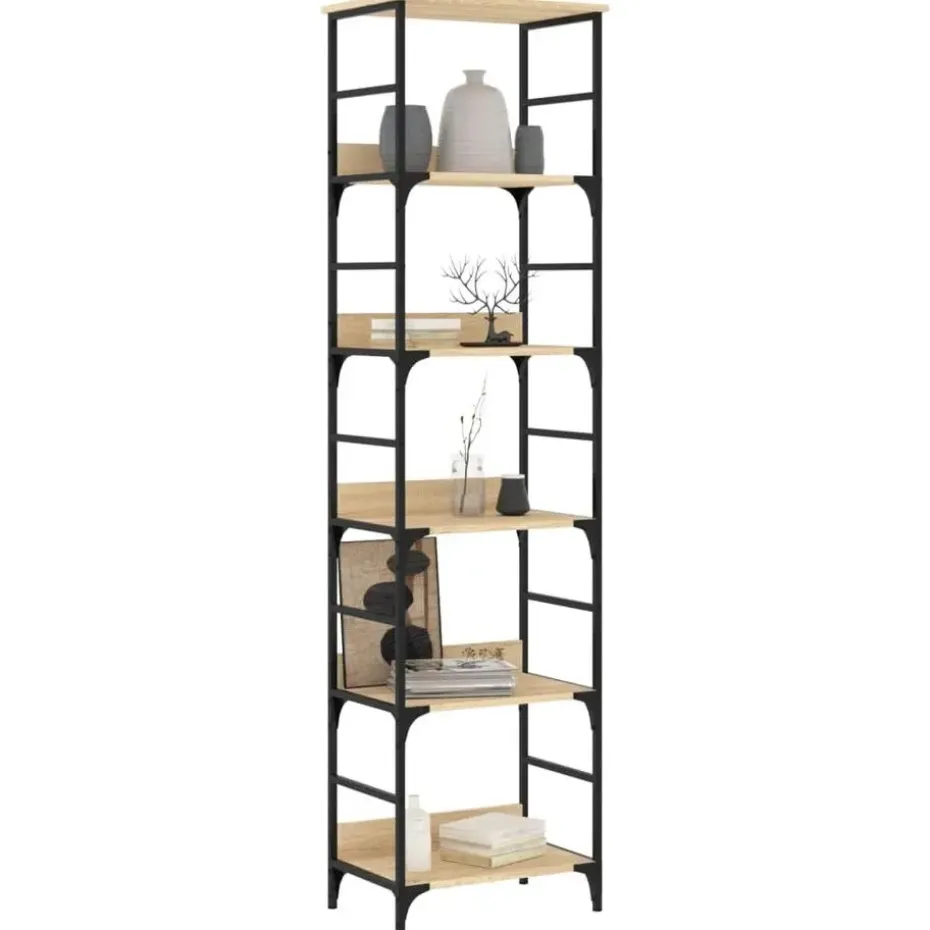 vidaXL - 5-laags Boekenkast - Sonoma eiken - Bewerkt hout - 50x33x188.5 cm