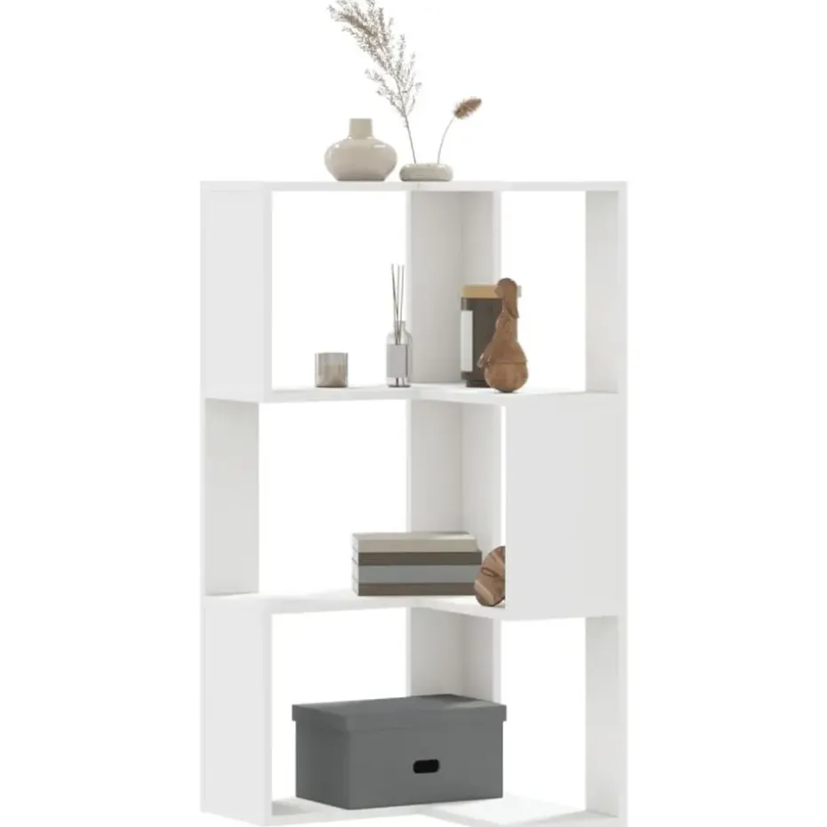 vidaXL - 3-laags Hoekboekenkast - Wit - Bewerkt hout - 50x50x102 cm