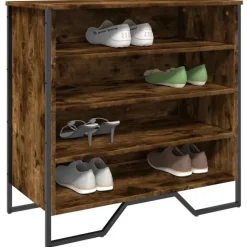 vidaXL - 4-laags Schoenenkast 12 paar - Gerookt eiken - Hout - 80x38x78 cm
