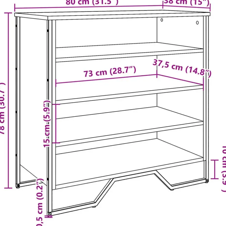 vidaXL - 4-laags Schoenenkast 12 paar - Gerookt eiken - Hout - 80x38x78 cm