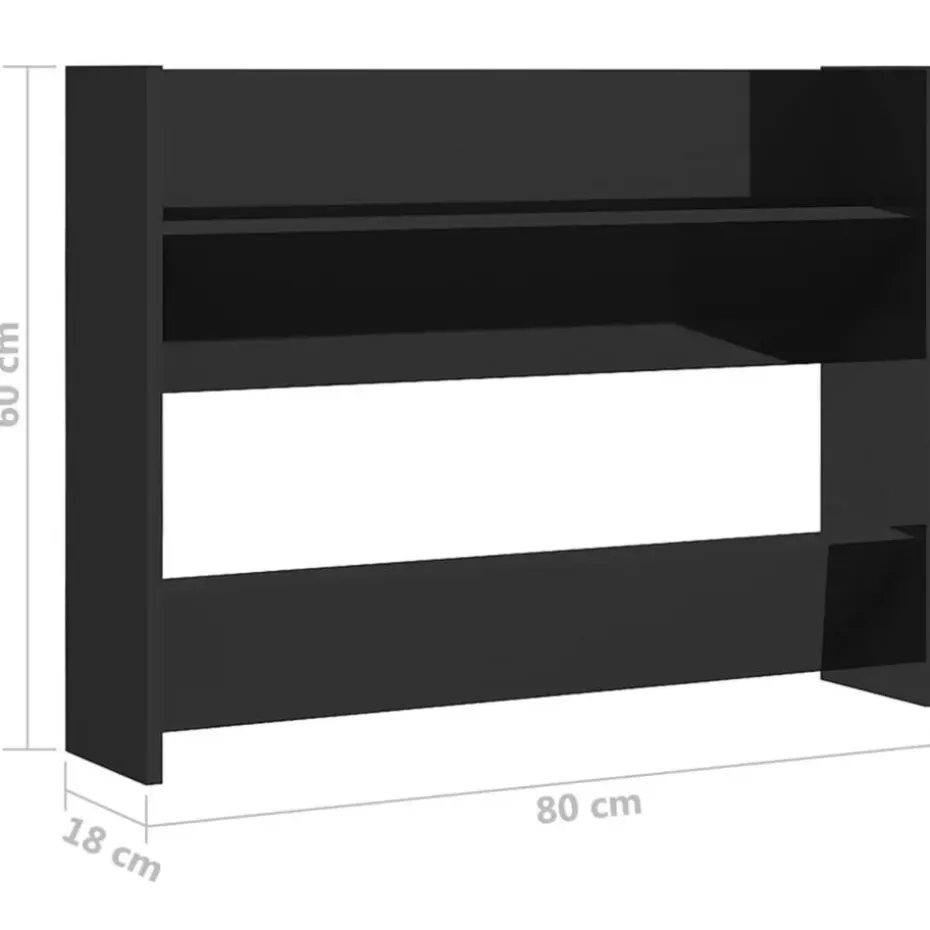 vidaXL - 2-laags Wandshoenenkasten 6 paar - Zwart - 80x18x60 cm - Set van 2