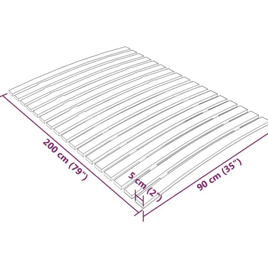 vidaXL - Lattenbodem met 17 latten - Bruin - Hout - 90 x 200 cm