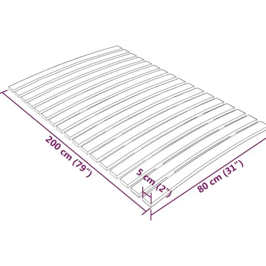 vidaXL - Lattenbodem met 17 latten - Bruin - Hout - 80 x 200 cm